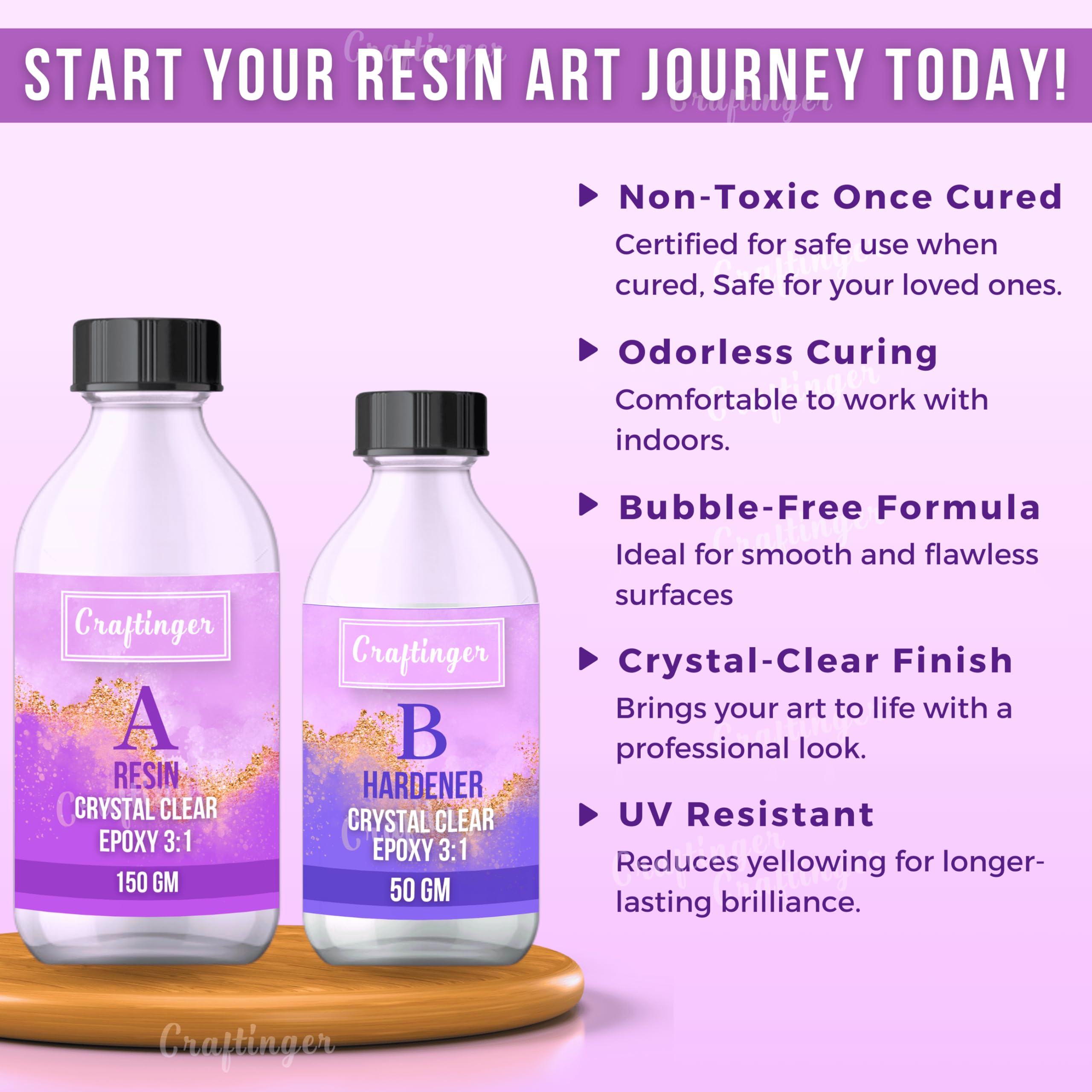 Craftinger Diy Resin Coaster Kit With 200Gm Epoxy Resin Moulds And More, Multicolor